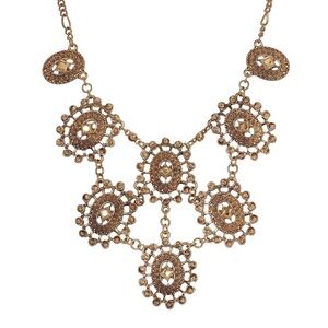 2028 Jewelry Textured Statement Bib Necklace 15 + 3 Extender